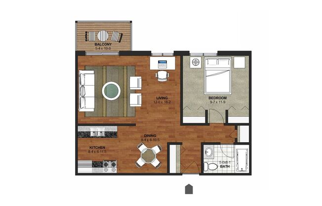 1 bed, 1 bath, 750 sqft, $1,289, Unit 3-204