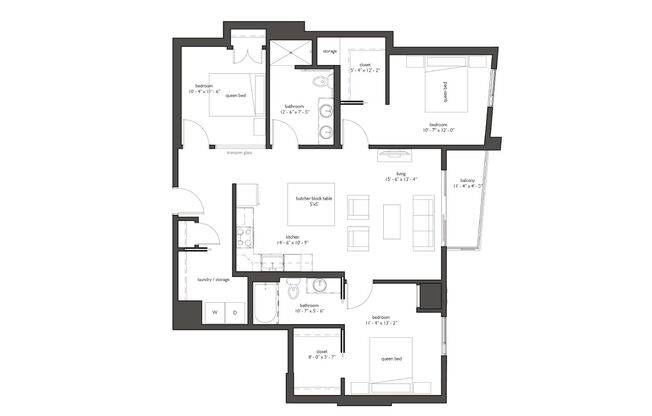 3 beds, 2 baths, 1,298 sqft, $2,804, Unit 312