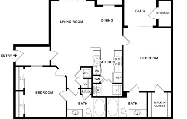 2 beds, 2 baths, 1,045 sqft, $1,575
