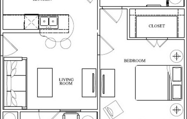 1 bed, 1 bath, 579 sqft, $830