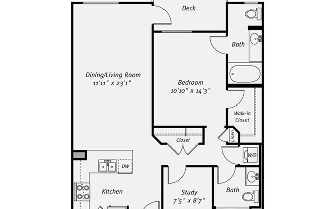 1 bed, 2 baths, 966 sqft, $2,945