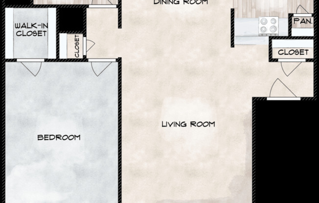 1 bed, 1 bath, 745 sqft, $895