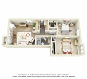 2 beds, 1 bath, 803 sqft, $1,009