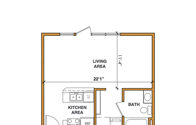 Studio, 1 bath, 412 sqft, $1,195, Unit APT 220