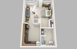 Studio, 1 bath, 586 sqft, $1,535