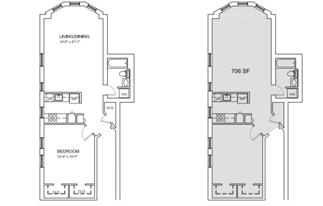 1 bed, 1 bath, 702 sqft, $2,040, Unit B-301