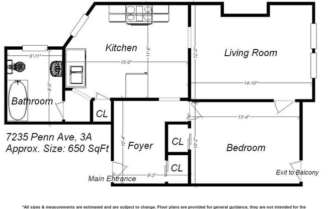 1 bed, 1 bath, 650 sqft, $1,249, Unit 7235 Penn Ave. #3A