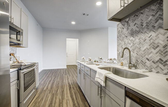 Fully Equipped Kitchen at 3500 Westlake Apartments, Greystar Real Estate, Austin, 78746