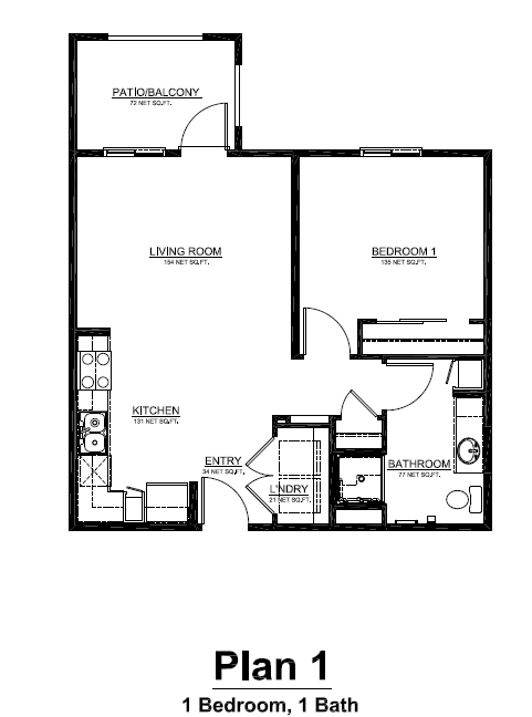 1 bed, 1 bath, $812