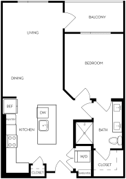 1 bed, 1 bath, 744 sqft, $1,594