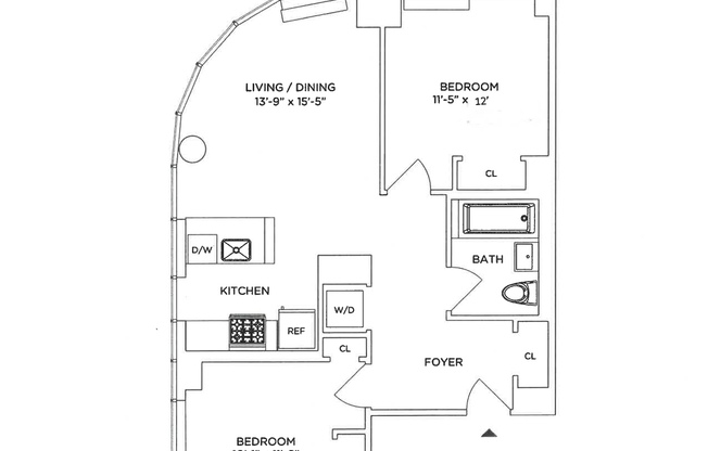 2 beds, 1 bath, 859 sqft, $5,725, Unit 22R