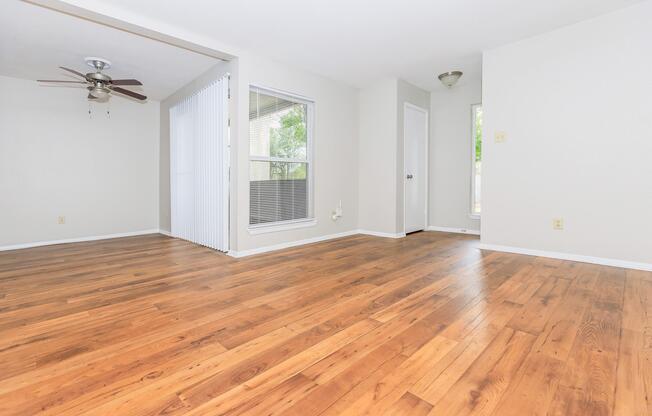 a room with a wood floor