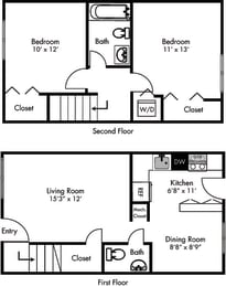 2 beds, 2 baths, 904 sqft, $1,725