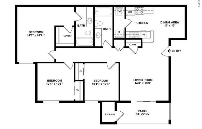 3 beds, 2 baths, 1,200 sqft, $1,819