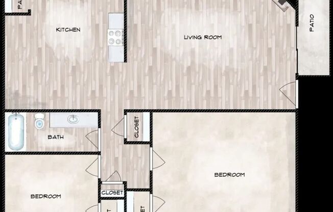 2 beds, 1 bath, 900 sqft, $1,555, Unit 17-009