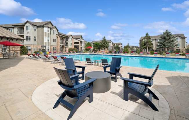 poolside lounging area at Red Hawk Ranch apartments