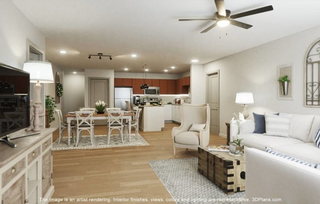 Ceiling Fan and Sofa in Living Room  at Gibson Oaks, Lakeland, 33809