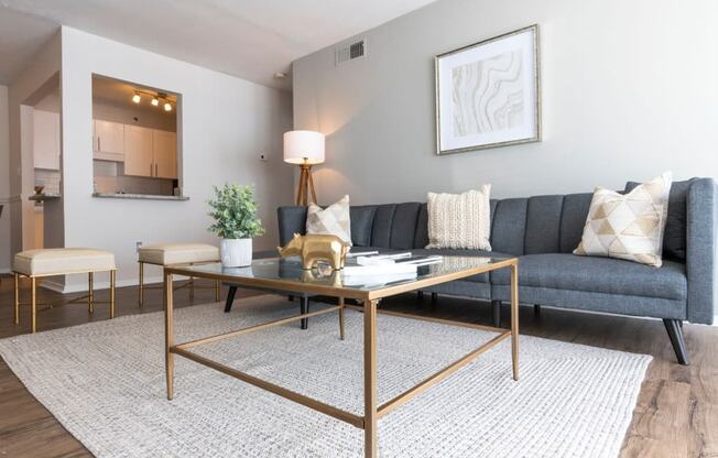 Webb Bridge Crossing Apartments in Alpharetta Georgia photo of living room with hardwood flooring and natural light