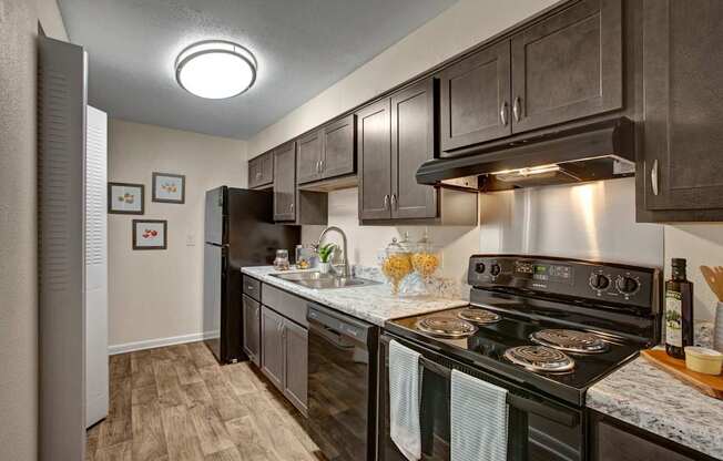 Renovated kitchen at Lacota Apartments in Atlanta, GA 30360