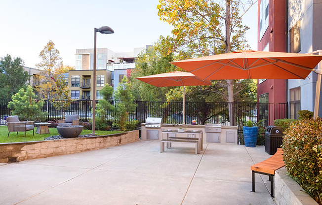 Table and seating near BBQ area