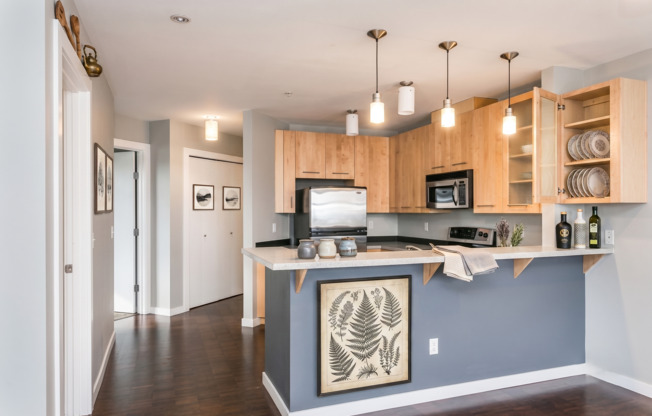 East Queen Anne Seattle 2 Bedroom Apartment for Rent | Lake Union Views, Rooftop Deck, Garage Parking, In-Unit Laundry & Near South Lake Union