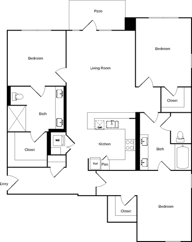 3 beds, 2 baths, 1,465 sqft, $4,435, Unit 641