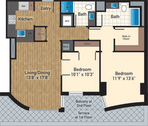 2 beds, 2 baths, 1,214 sqft, $3,598, Unit 119