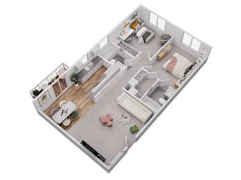 2 beds, 2 baths, 875 sqft, $2,299