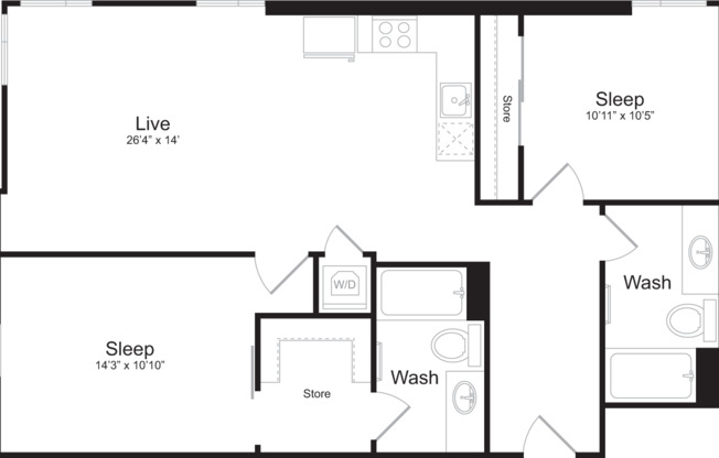 2 beds, 2 baths, 998 sqft, $3,965, Unit 735