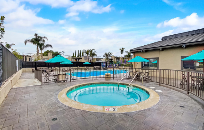 take a dip in our resort style whirlpool at the enclave at woodbridge apartments in