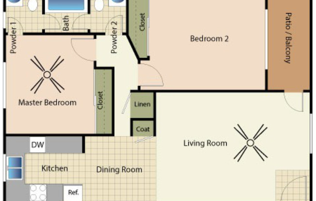 2 beds, 1.5 baths, $2,595