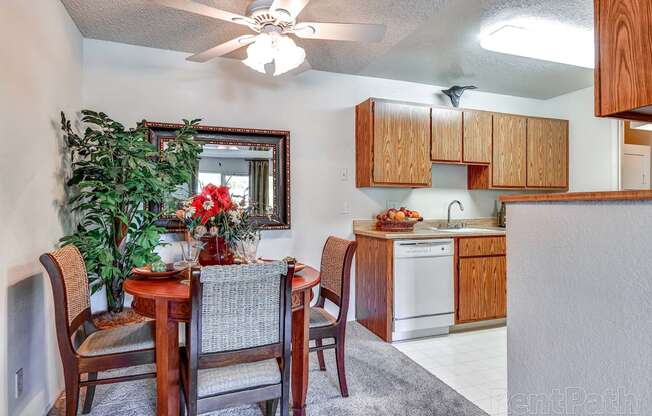 Dining Room and Kitchen View at The Seasons Apartments, San Ramon, CA, 94583