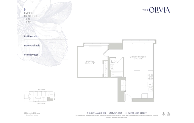 1 bed, 1 bath, 643 sqft, $5,600, Unit 31F