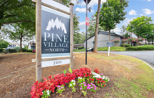 Prominent and welcoming signage at Pine Village North in Smyrna, GA