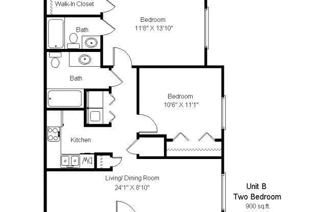 2 beds, 2 baths, 900 sqft, $925, Unit 242