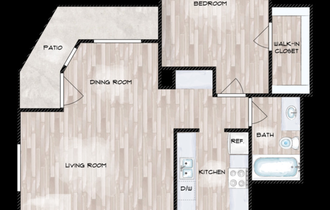 1 bed, 1 bath, 813 sqft, $1,400