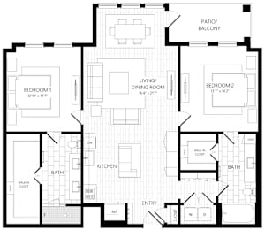 2 beds, 2 baths, 1,243 sqft, $3,639