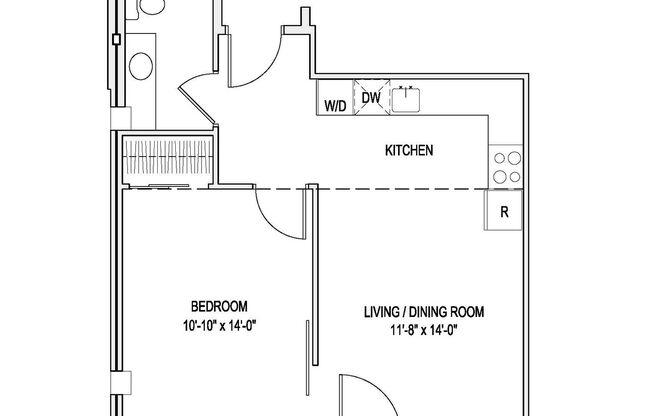 1 bed, 1 bath, 518 sqft, $1,800, Unit 807