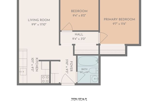 2 beds, 1 bath, 588 sqft, $1,095, Unit Unit 310