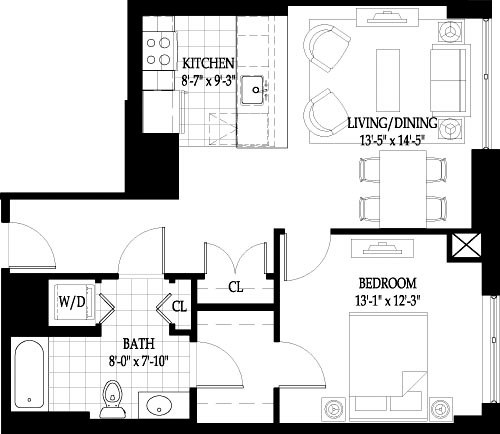 1 bed, 1 bath, 745 sqft, $3,610