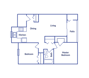 2 beds, 1 bath, 863 sqft, $1,538