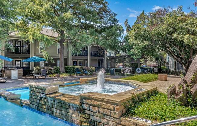 Outdoor Hot Tub and Spa at The Willows on Rosemeade, Dallas, TX