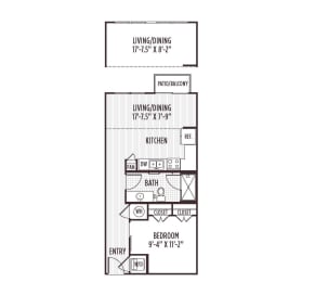 1 bed, 1 bath, 608 sqft, $1,459