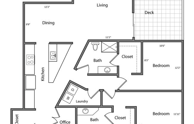 2 beds, 2 baths, 1,356 sqft, $3,700, Unit Unit 202