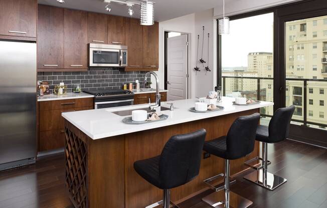 Gloss White, Walnut and Wenge Cabinets Available at 1000 Speer by Windsor, Denver, CO