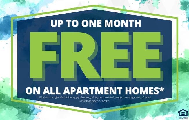 A sign advertising a free offer on apartment homes.