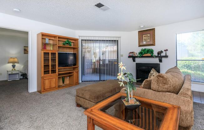 living room and bedroom with carpet