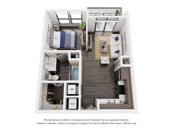 Studio, 1 bath, 536 sqft, $1,683