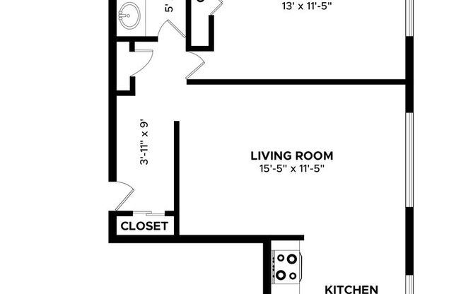 1 bed, 1 bath, 750 sqft, $1,185, Unit 107