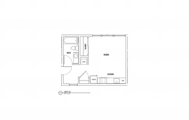 Studio, 1 bath, $1,225